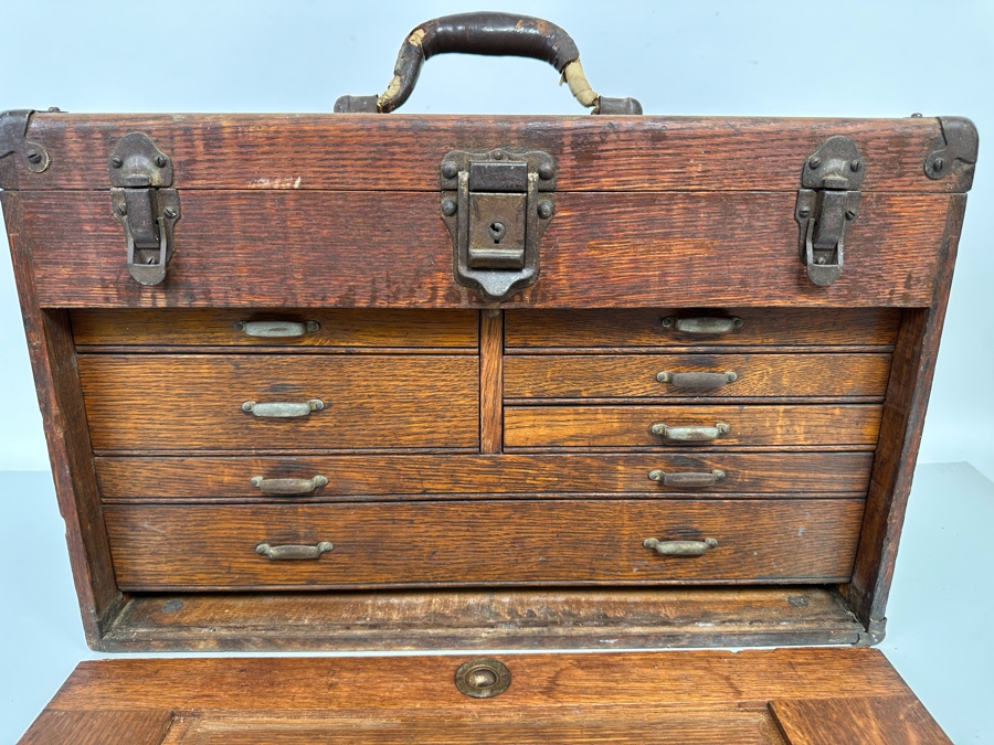 Antique Tiger Oak Machinist Toolbox 20W [Photo 5]
