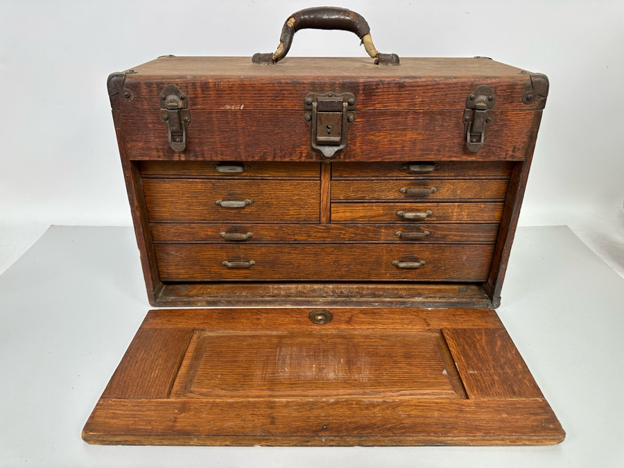 Antique Tiger Oak Machinist Toolbox 20W [Photo 4]