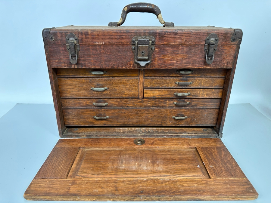 Antique Tiger Oak Machinist Toolbox 20W [Photo 2]