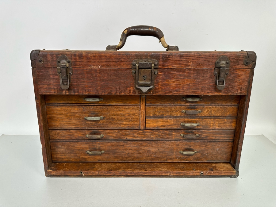 Antique Tiger Oak Machinist Toolbox 20W [Photo 7]