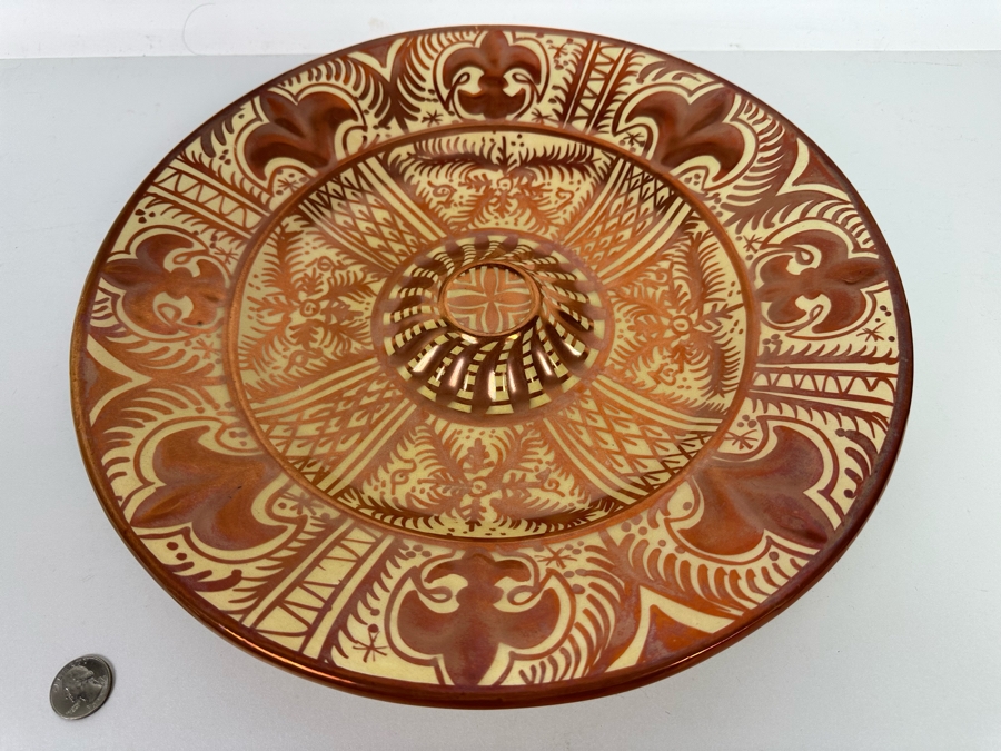 Gimeno Rios Manises Mid-Century Spanish Art Pottery Luster Bowl With Tin Glaze 14R X 2.5H [Photo 4]