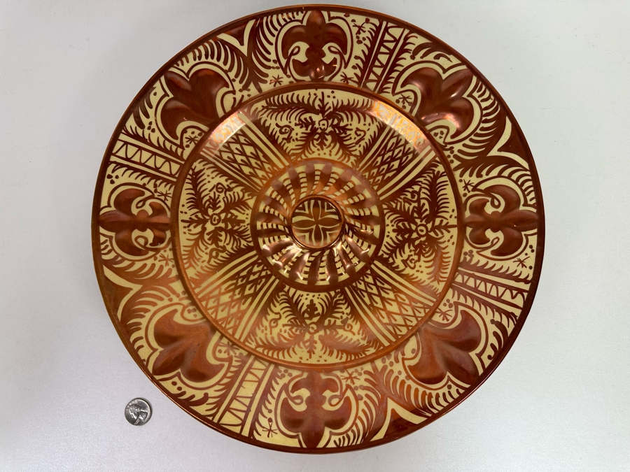 Gimeno Rios Manises Mid-Century Spanish Art Pottery Luster Bowl With Tin Glaze 14R X 2.5H [Photo 3]