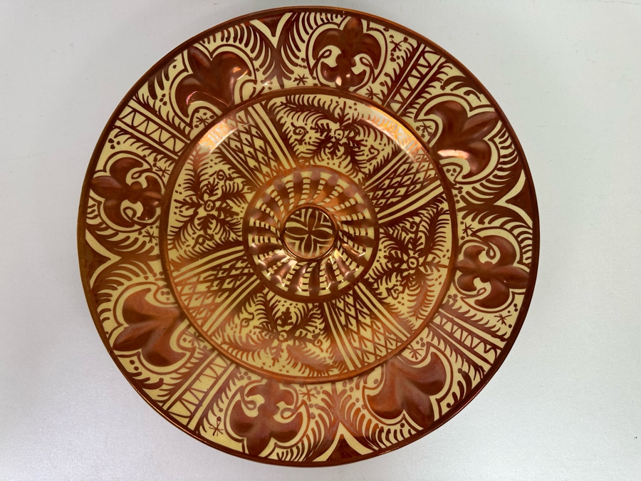 Gimeno Rios Manises Mid-Century Spanish Art Pottery Luster Bowl With Tin Glaze 14R X 2.5H [Photo 2]