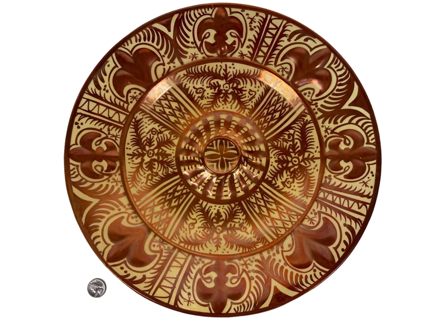 Gimeno Rios Manises Mid-Century Spanish Art Pottery Luster Bowl With Tin Glaze 14R X 2.5H