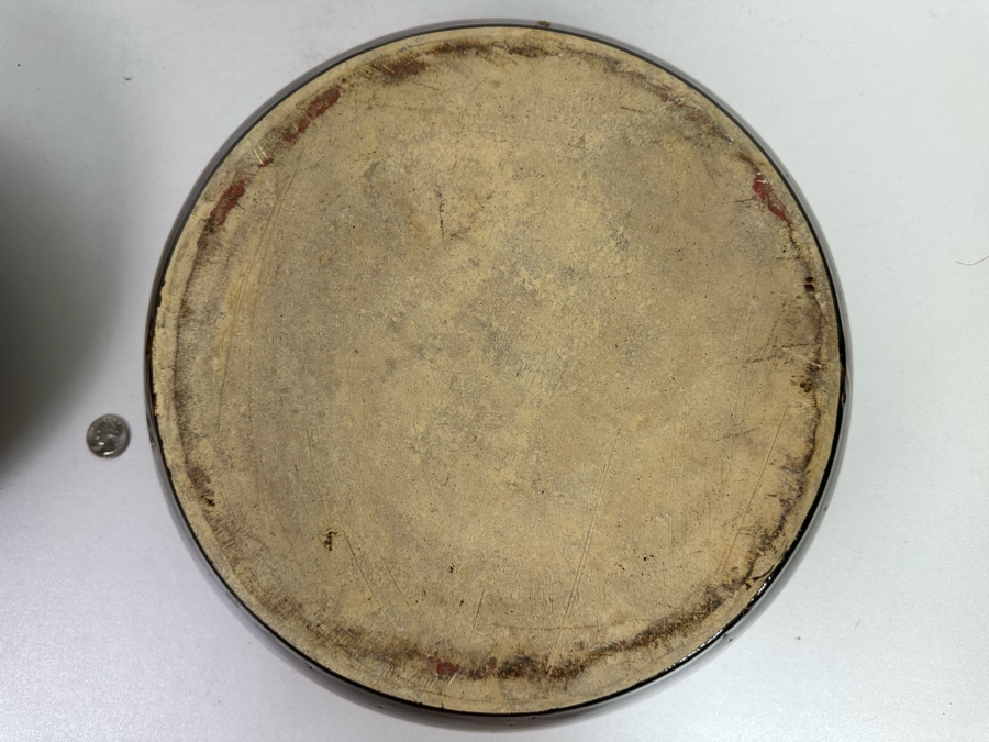 Large Mid-Century Glazed Pottery Bowl With Handles And Lid 14W X 5H [Photo 11]