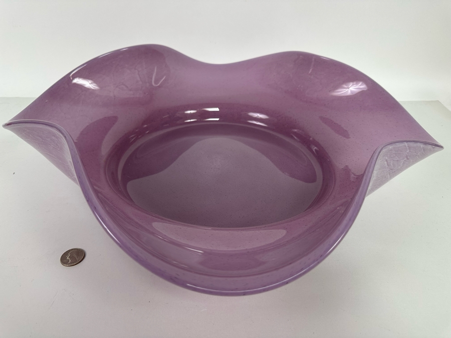 Large Italian Art Glass Centerpiece Bowl Purple Made In Italy 21W X 5H [Photo 12]