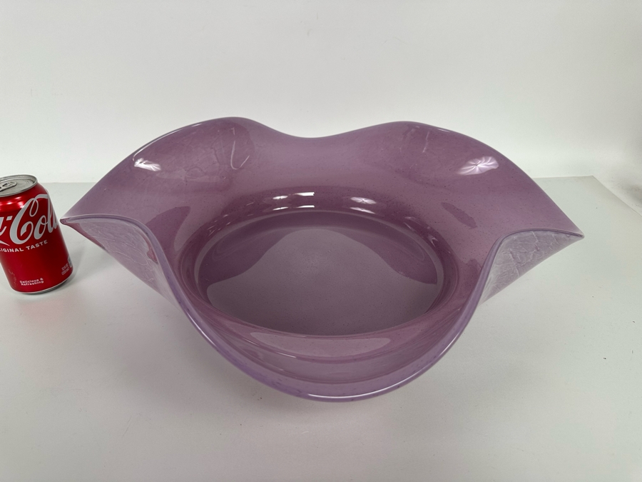 Large Italian Art Glass Centerpiece Bowl Purple Made In Italy 21W X 5H [Photo 11]