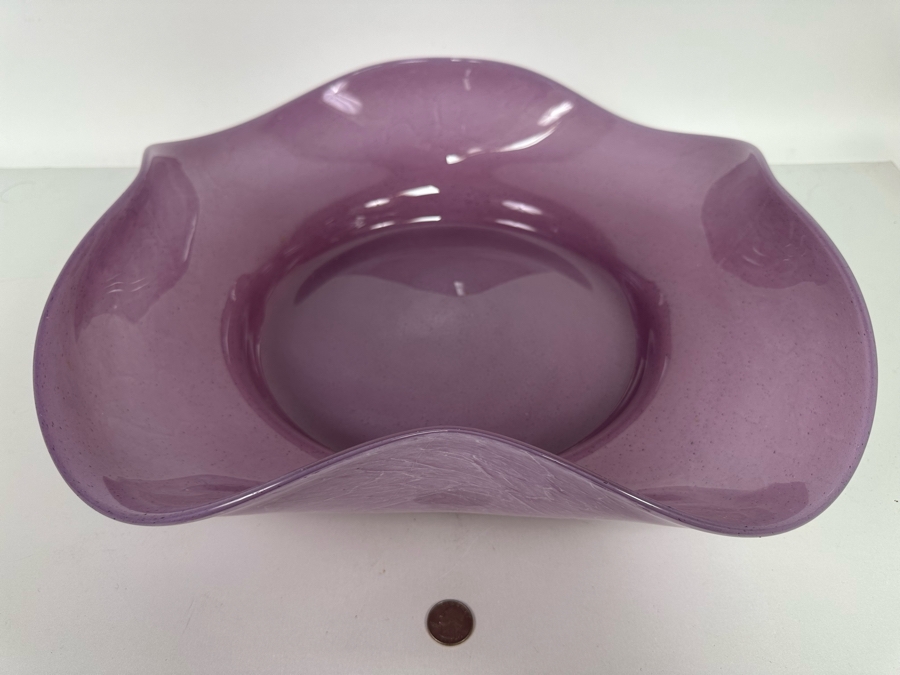 Large Italian Art Glass Centerpiece Bowl Purple Made In Italy 21W X 5H [Photo 3]