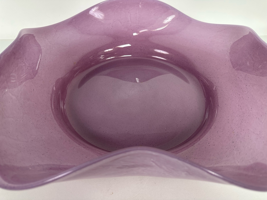 Large Italian Art Glass Centerpiece Bowl Purple Made In Italy 21W X 5H [Photo 8]