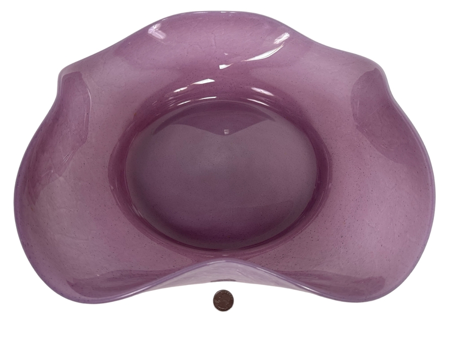Large Italian Art Glass Centerpiece Bowl Purple Made In Italy 21W X 5H [Photo 1]