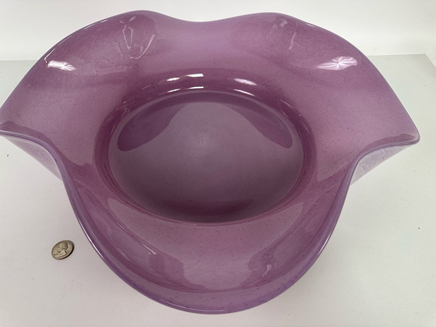 Large Italian Art Glass Centerpiece Bowl Purple Made In Italy 21W X 5H [Photo 13]