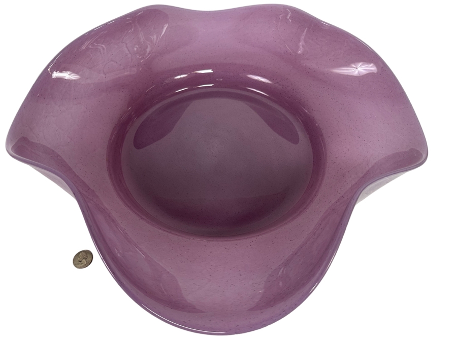 Large Italian Art Glass Centerpiece Bowl Purple Made In Italy 21W X 5H [Photo 2]