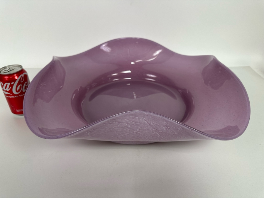 Large Italian Art Glass Centerpiece Bowl Purple Made In Italy 21W X 5H [Photo 9]