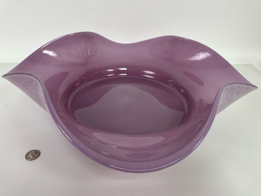 Large Italian Art Glass Centerpiece Bowl Purple Made In Italy 21W X 5H [Photo 16]