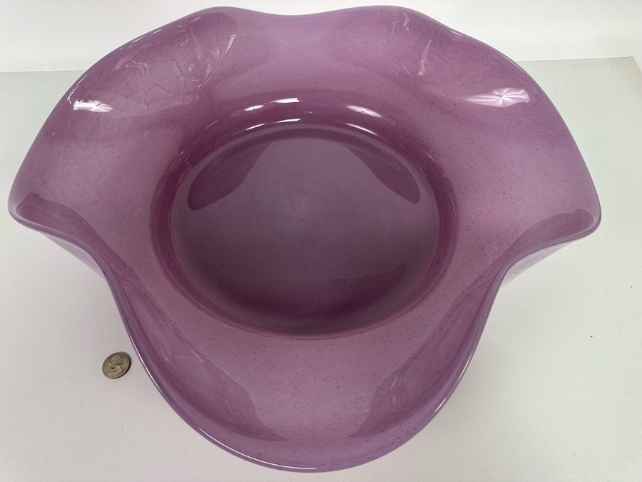 Large Italian Art Glass Centerpiece Bowl Purple Made In Italy 21W X 5H [Photo 14]