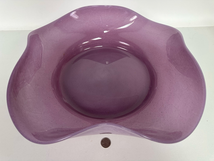 Large Italian Art Glass Centerpiece Bowl Purple Made In Italy 21W X 5H [Photo 5]
