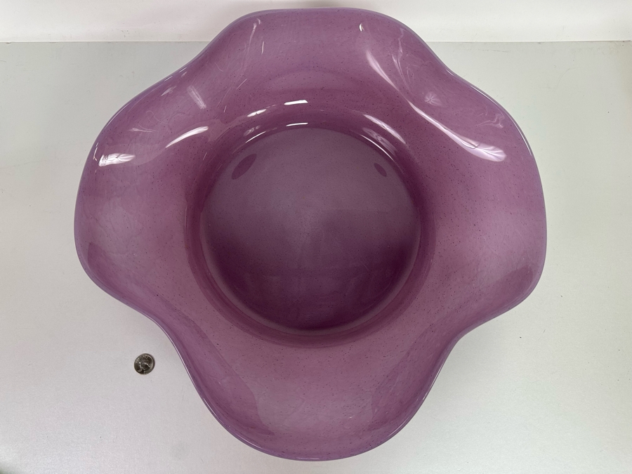 Large Italian Art Glass Centerpiece Bowl Purple Made In Italy 21W X 5H [Photo 17]