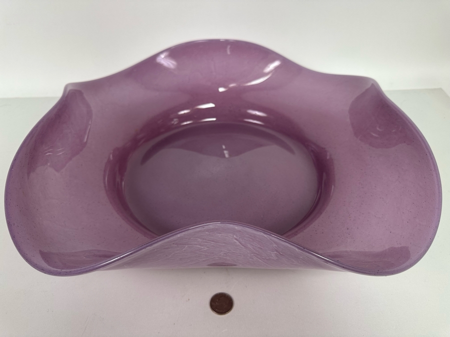 Large Italian Art Glass Centerpiece Bowl Purple Made In Italy 21W X 5H [Photo 4]