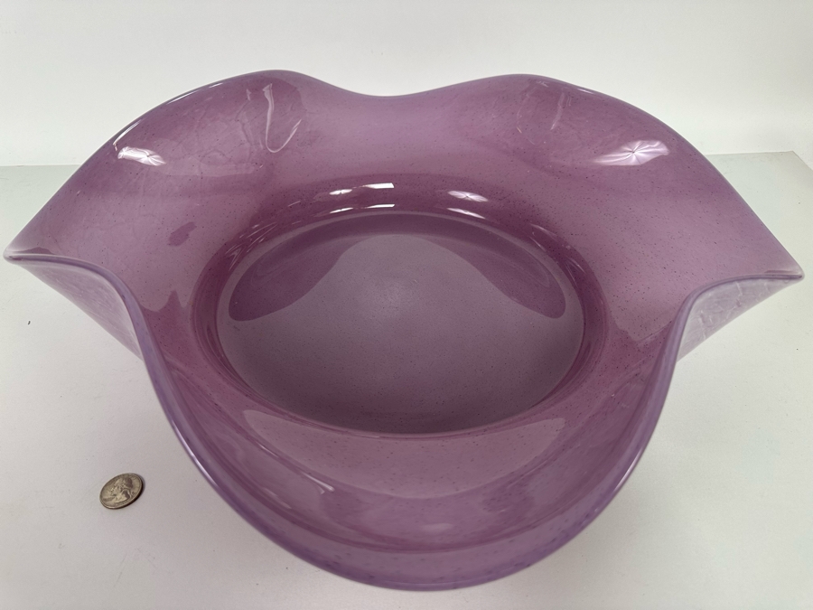 Large Italian Art Glass Centerpiece Bowl Purple Made In Italy 21W X 5H [Photo 15]