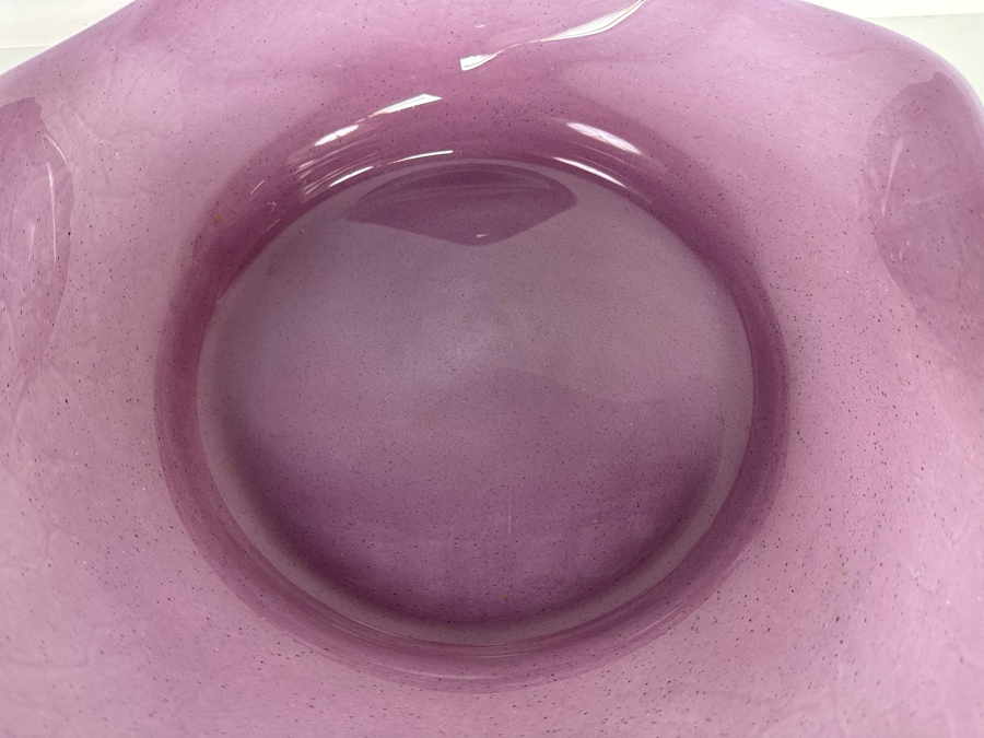 Large Italian Art Glass Centerpiece Bowl Purple Made In Italy 21W X 5H [Photo 7]