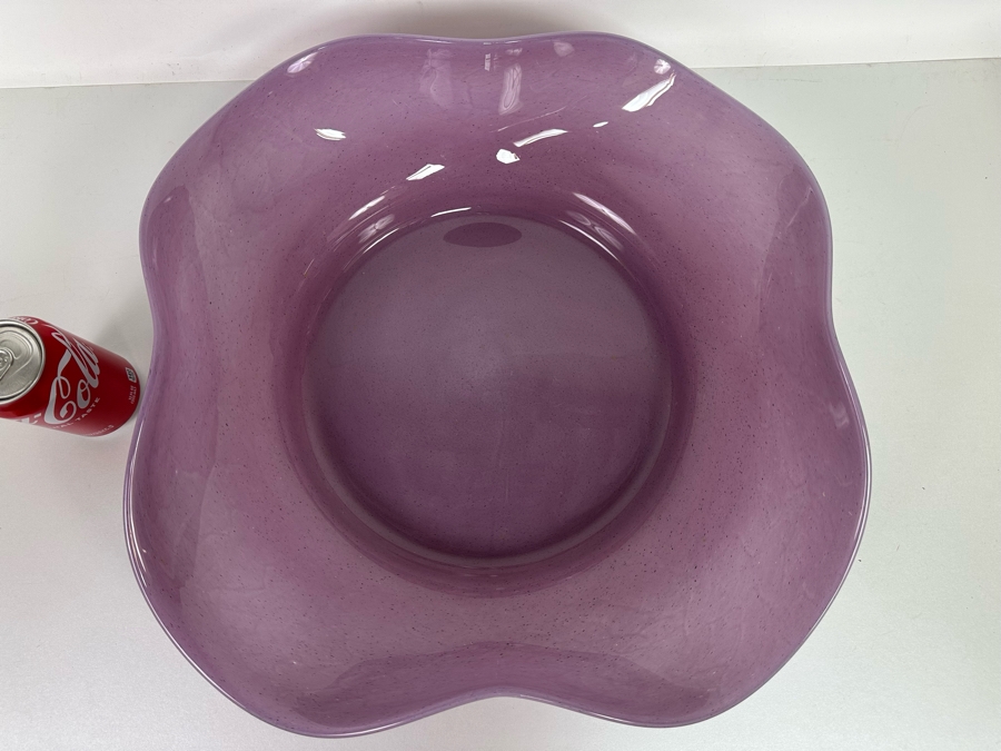 Large Italian Art Glass Centerpiece Bowl Purple Made In Italy 21W X 5H [Photo 10]