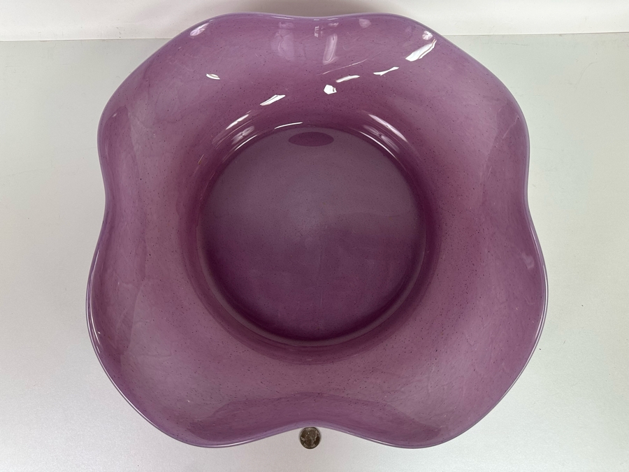 Large Italian Art Glass Centerpiece Bowl Purple Made In Italy 21W X 5H [Photo 6]