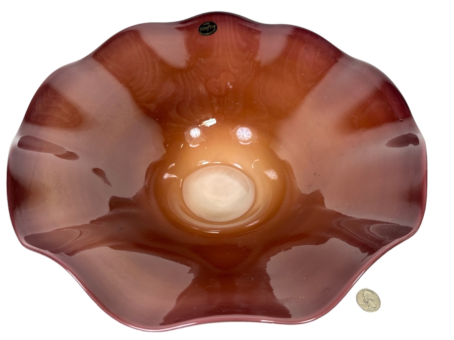 Impressive Handmade Art Glass Centerpiece Bowl Made In Poland Krosno Jozefina Oldest Art Glass Factory In Europe 15W X 5H [Photo 1]