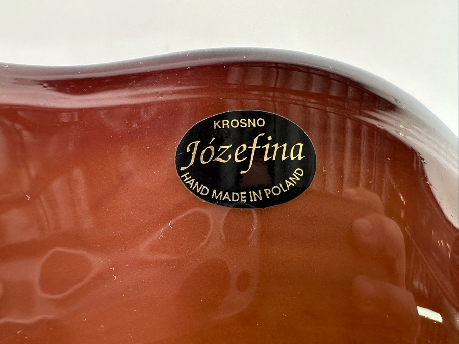 Impressive Handmade Art Glass Centerpiece Bowl Made In Poland Krosno Jozefina Oldest Art Glass Factory In Europe 15W X 5H [Photo 10]