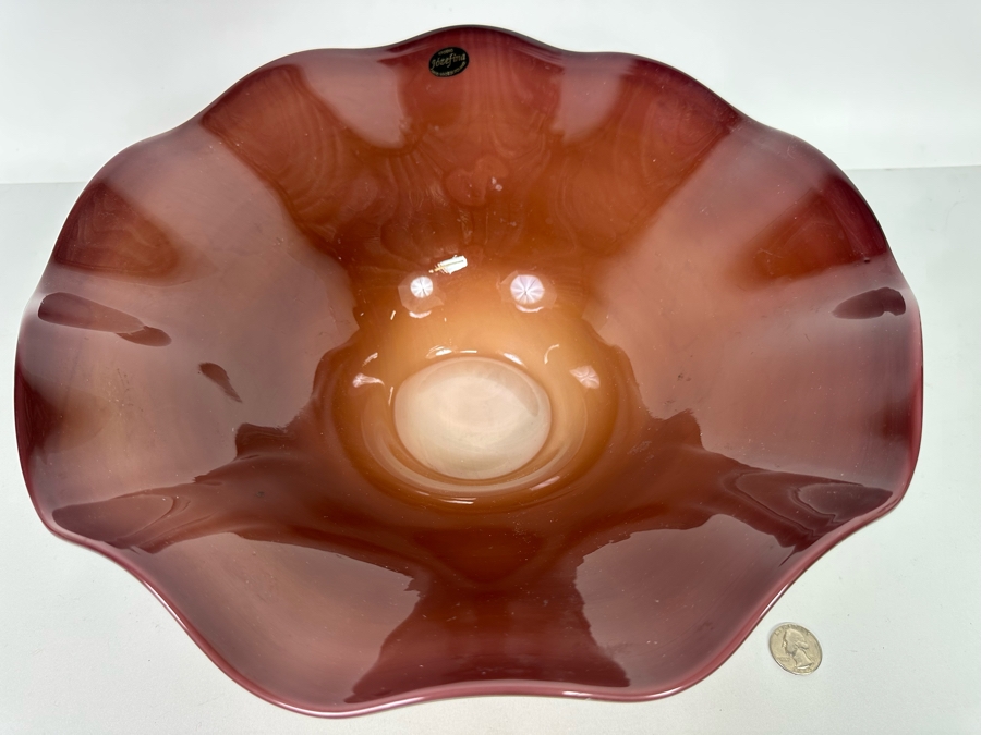 Impressive Handmade Art Glass Centerpiece Bowl Made In Poland Krosno Jozefina Oldest Art Glass Factory In Europe 15W X 5H [Photo 9]