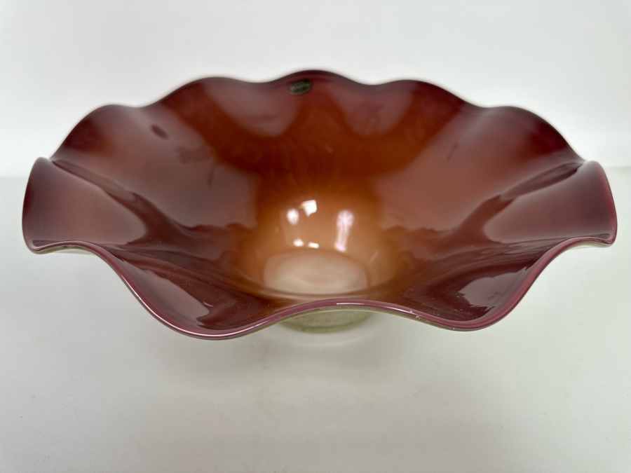 Impressive Handmade Art Glass Centerpiece Bowl Made In Poland Krosno Jozefina Oldest Art Glass Factory In Europe 15W X 5H [Photo 4]