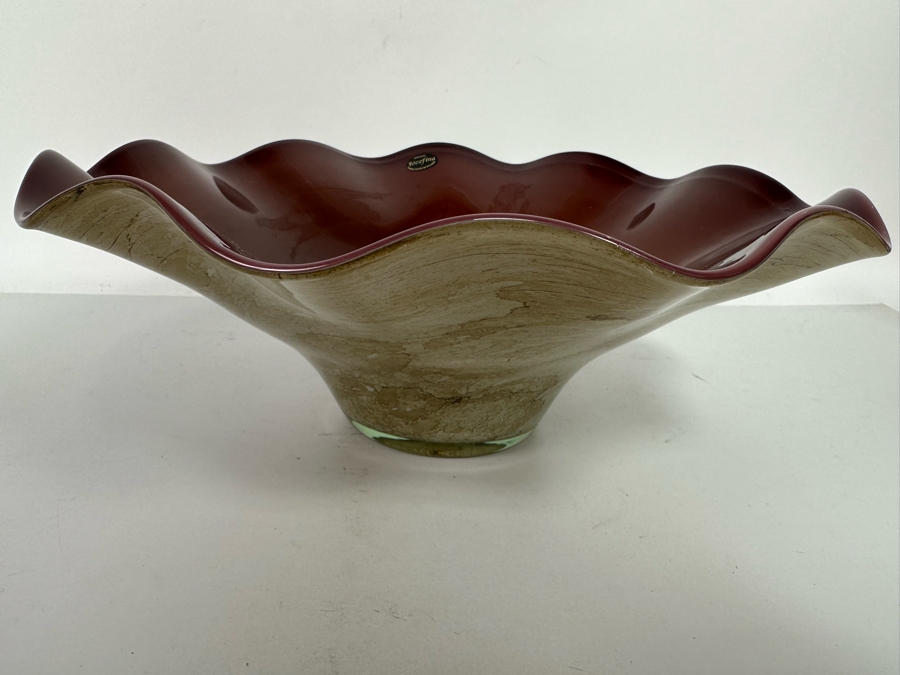 Impressive Handmade Art Glass Centerpiece Bowl Made In Poland Krosno Jozefina Oldest Art Glass Factory In Europe 15W X 5H [Photo 5]