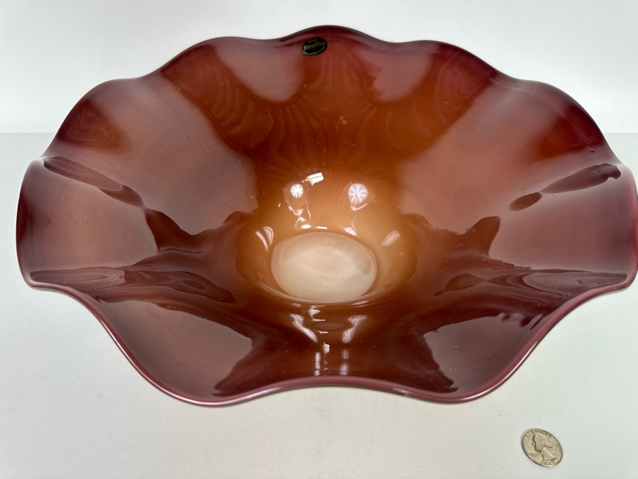Impressive Handmade Art Glass Centerpiece Bowl Made In Poland Krosno Jozefina Oldest Art Glass Factory In Europe 15W X 5H [Photo 6]