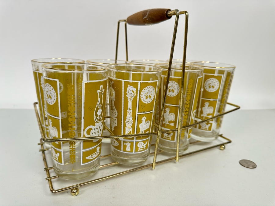 Eight Mid-Century Modern Glasses 5H With Caddy 12W X 6D X 8.5H [Photo 7]