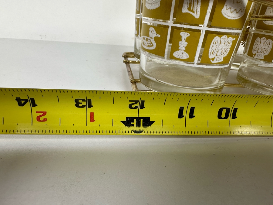 Eight Mid-Century Modern Glasses 5H With Caddy 12W X 6D X 8.5H [Photo 14]