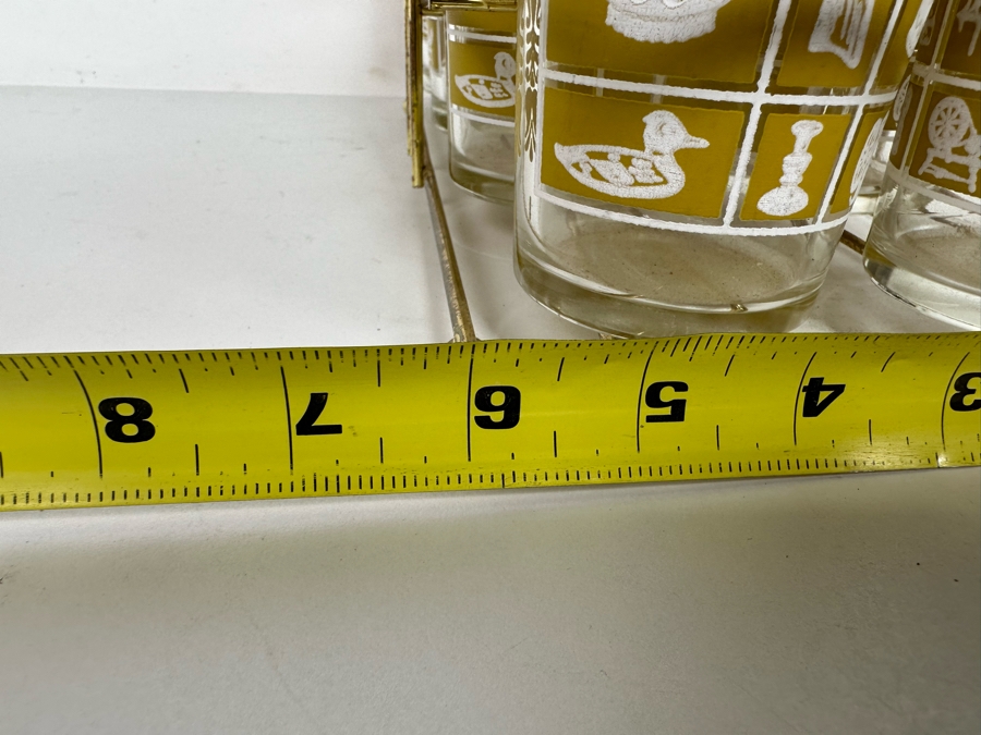 Eight Mid-Century Modern Glasses 5H With Caddy 12W X 6D X 8.5H [Photo 15]