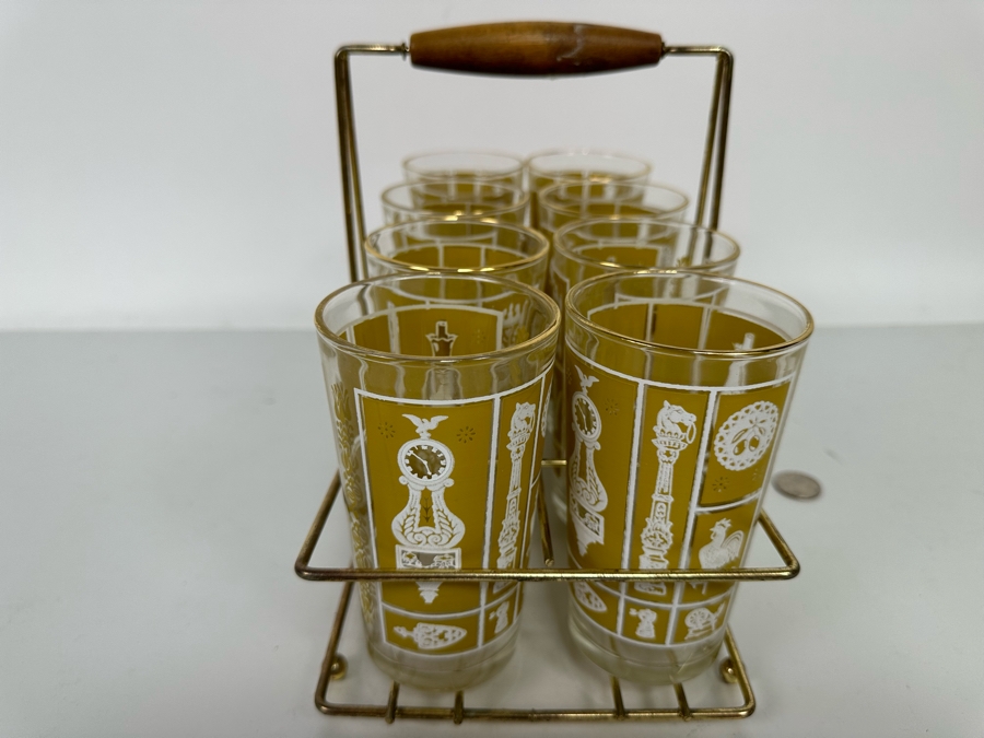 Eight Mid-Century Modern Glasses 5H With Caddy 12W X 6D X 8.5H [Photo 9]