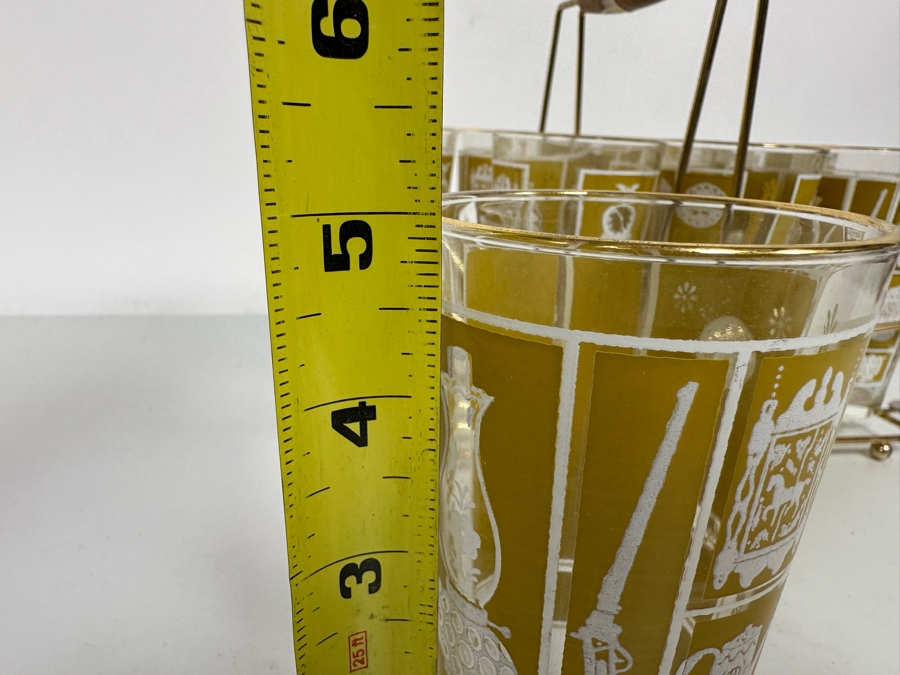 Eight Mid-Century Modern Glasses 5H With Caddy 12W X 6D X 8.5H [Photo 13]