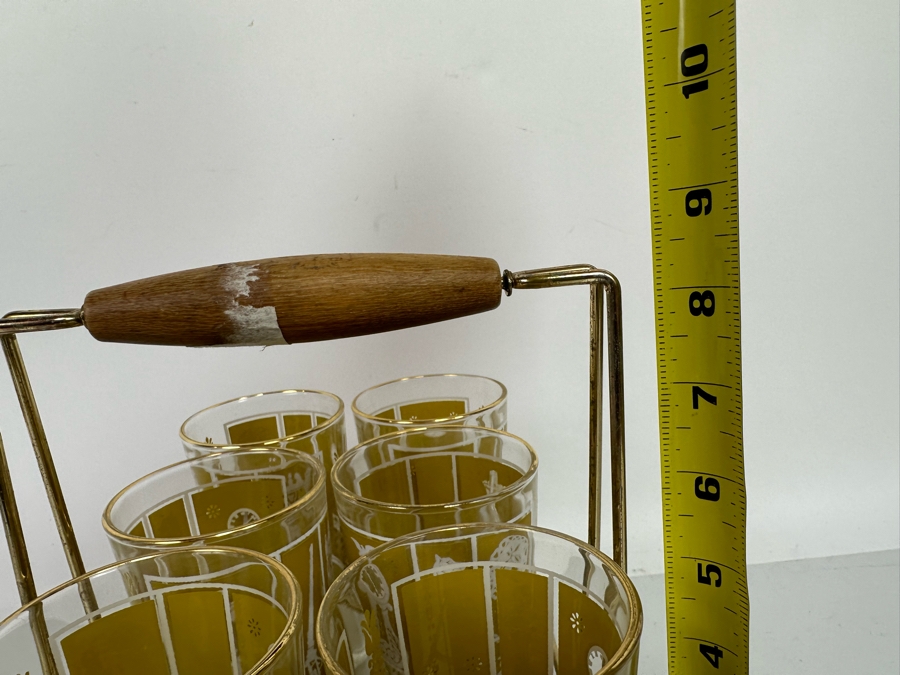 Eight Mid-Century Modern Glasses 5H With Caddy 12W X 6D X 8.5H [Photo 16]