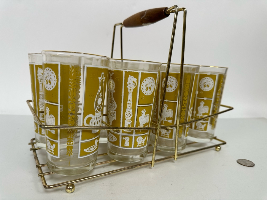 Eight Mid-Century Modern Glasses 5H With Caddy 12W X 6D X 8.5H [Photo 5]