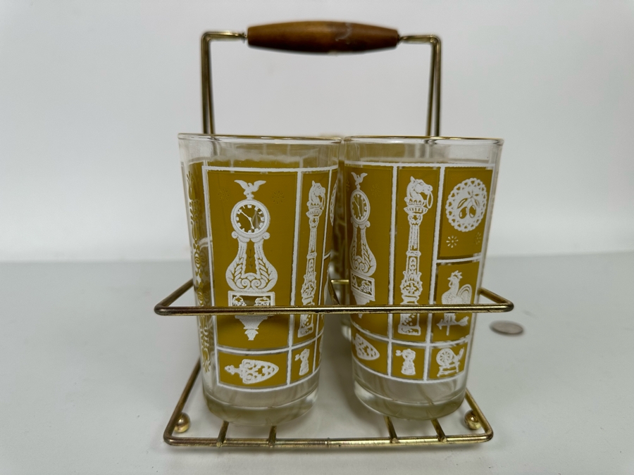 Eight Mid-Century Modern Glasses 5H With Caddy 12W X 6D X 8.5H [Photo 8]