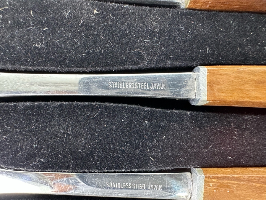 Vintage Mid-Century Stainless Steel With Wooden Handles Barware Set With Case Made In Japan 11W X 5D X 1H [Photo 6]