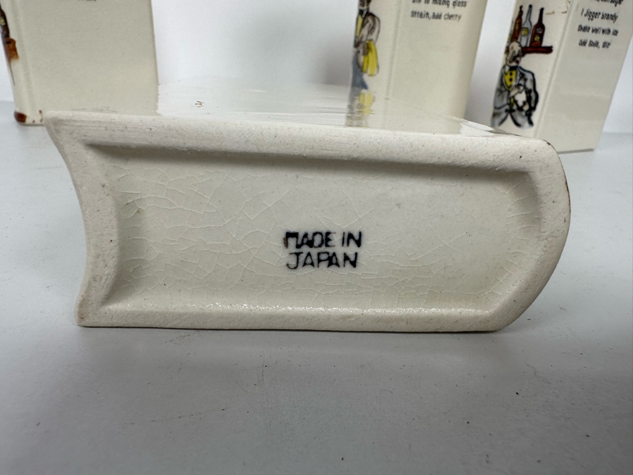 Hand Painted Ceramic Liquor Decanters Scotch, Gin, Rye & Brandy Made In Japan 3.5W X 1.5D X 8H [Photo 9]