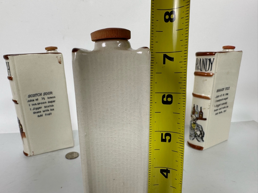 Hand Painted Ceramic Liquor Decanters Scotch, Gin, Rye & Brandy Made In Japan 3.5W X 1.5D X 8H [Photo 12]