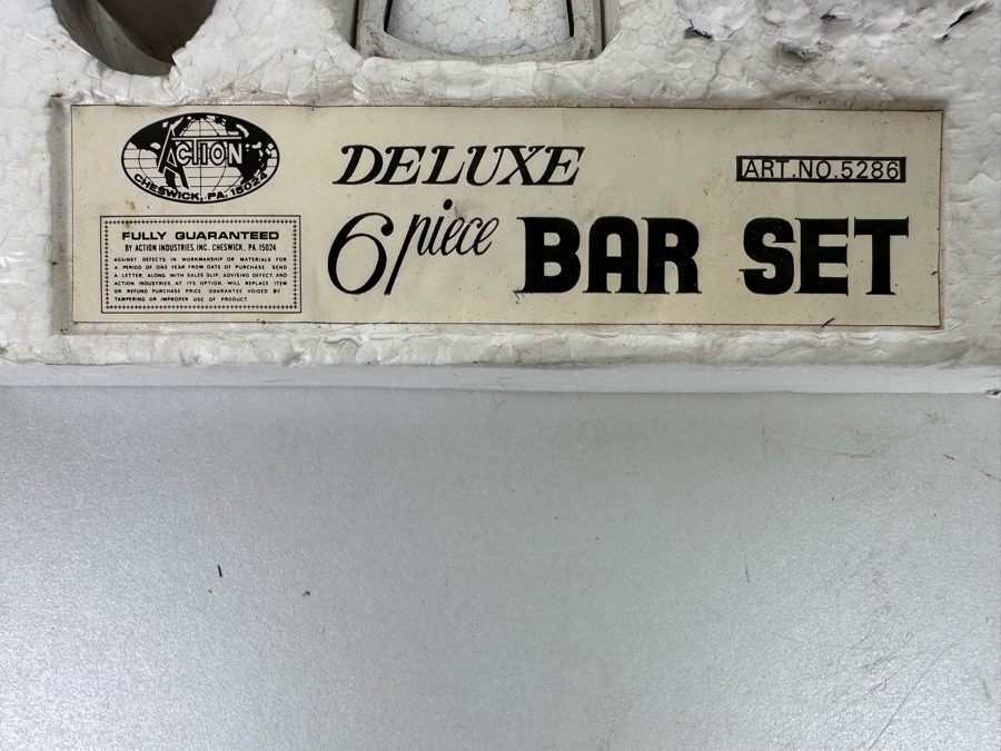 Mid-Century Modern Deluxe 6 Piece Bar Set Stainless Steel And Rosewood Handles Lobeco Made In Japan Never Used With Original Box [Photo 4]