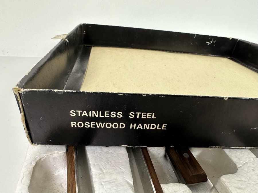 Mid-Century Modern Deluxe 6 Piece Bar Set Stainless Steel And Rosewood Handles Lobeco Made In Japan Never Used With Original Box [Photo 9]