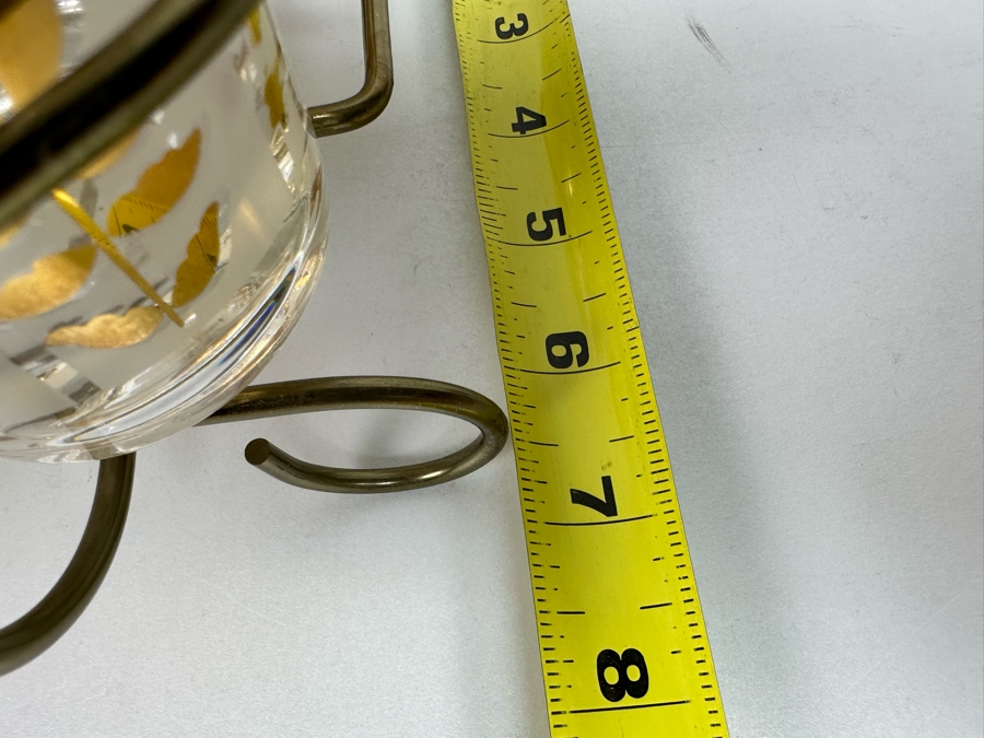 Mid-Century Gold Tone Barware Glasses 5.5H With Carrier 13.5W X 7D X 9H [Photo 11]
