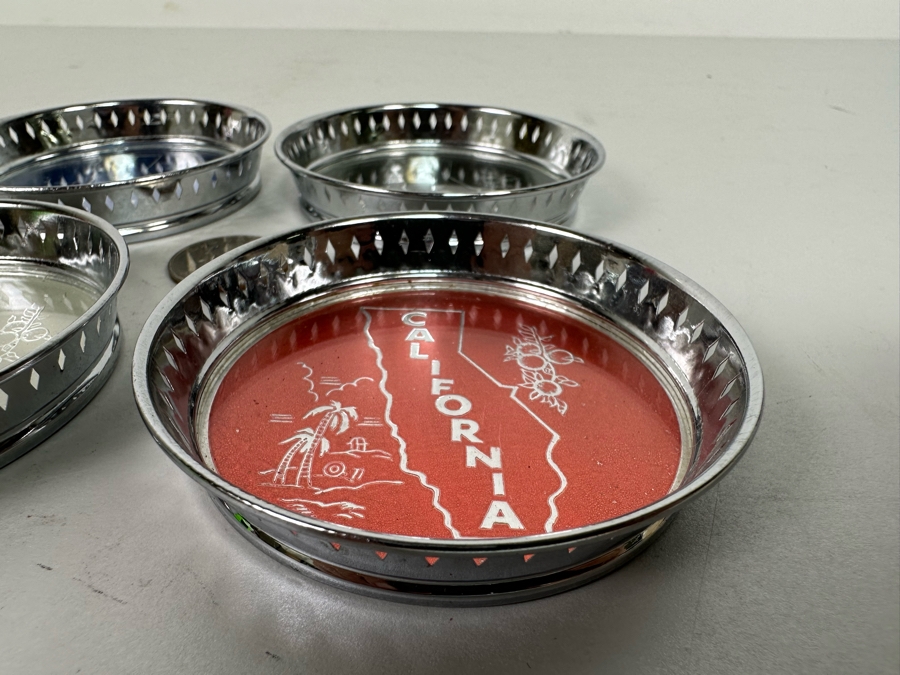 Four Vintage California Themed Metal Drink Coasters 3R Made In Japan [Photo 5]