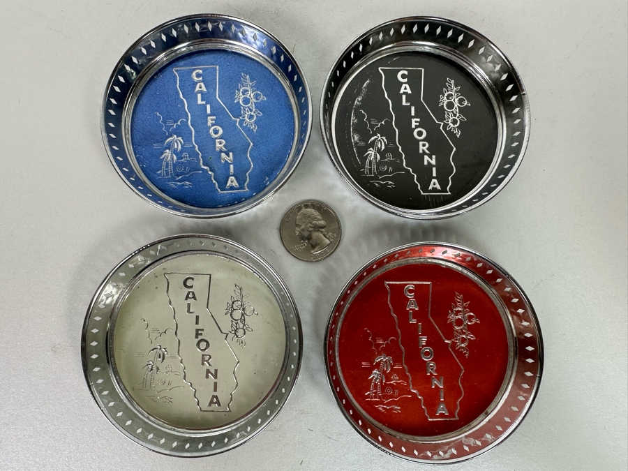 Four Vintage California Themed Metal Drink Coasters 3R Made In Japan [Photo 2]