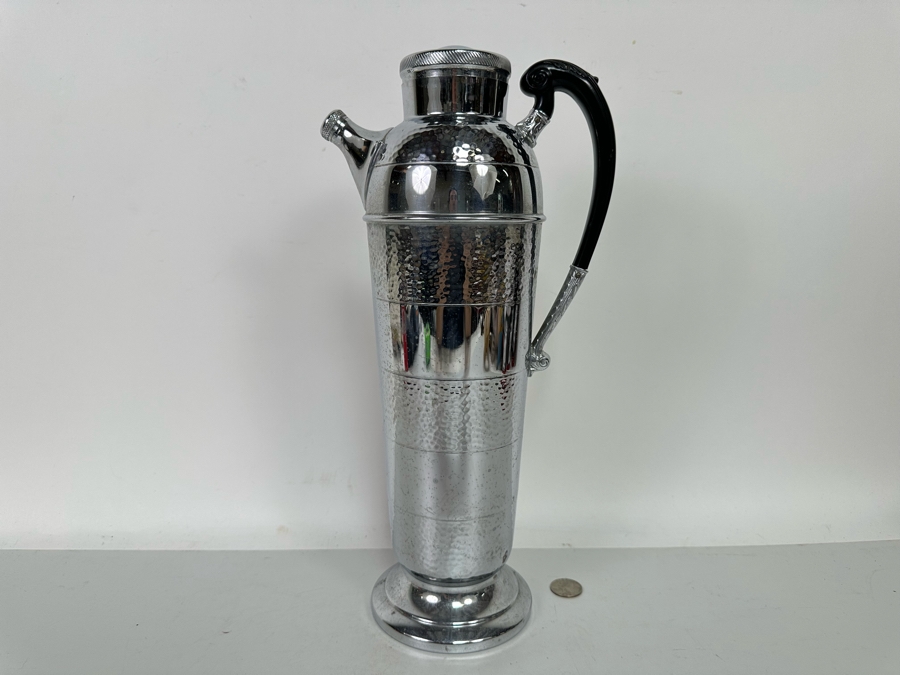 Four Krome Kraft Farber Brothers Cocktail Stemware Glasses 6H With Cocktail Beverage Server Pitcher 15H New York, NY [Photo 15]