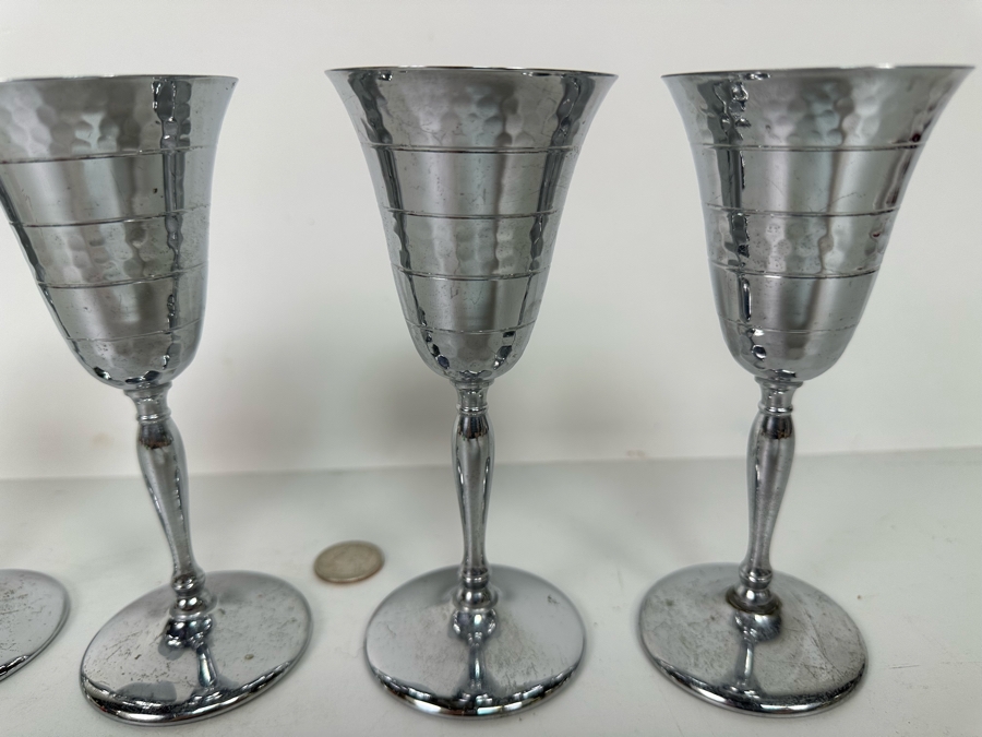 Four Krome Kraft Farber Brothers Cocktail Stemware Glasses 6H With Cocktail Beverage Server Pitcher 15H New York, NY [Photo 8]